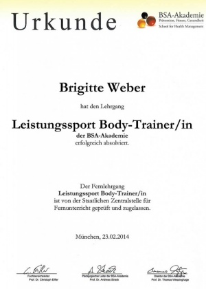 Urkunde Leistungssport Body Trainer